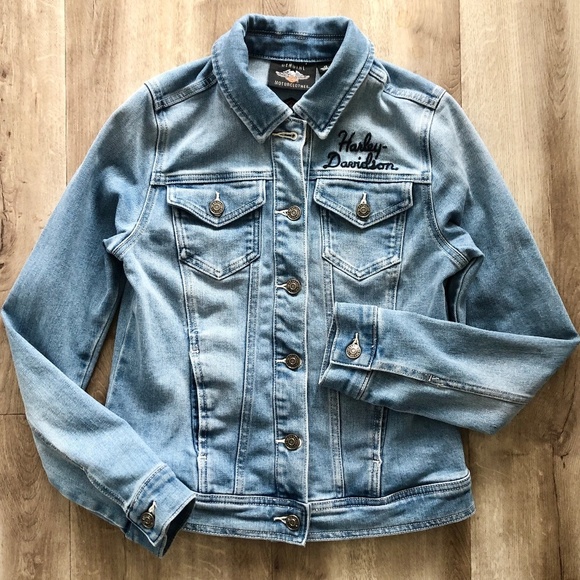 Harley-Davidson, Womens, Winged‎ Logo, Denim Jean Jacket, XS, Good Condition - Picture 5 of 15